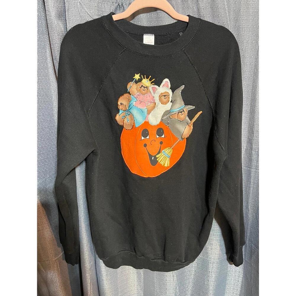 Vintage 1980s Tultex Halloween Sweatshirt puff paint made in the USA